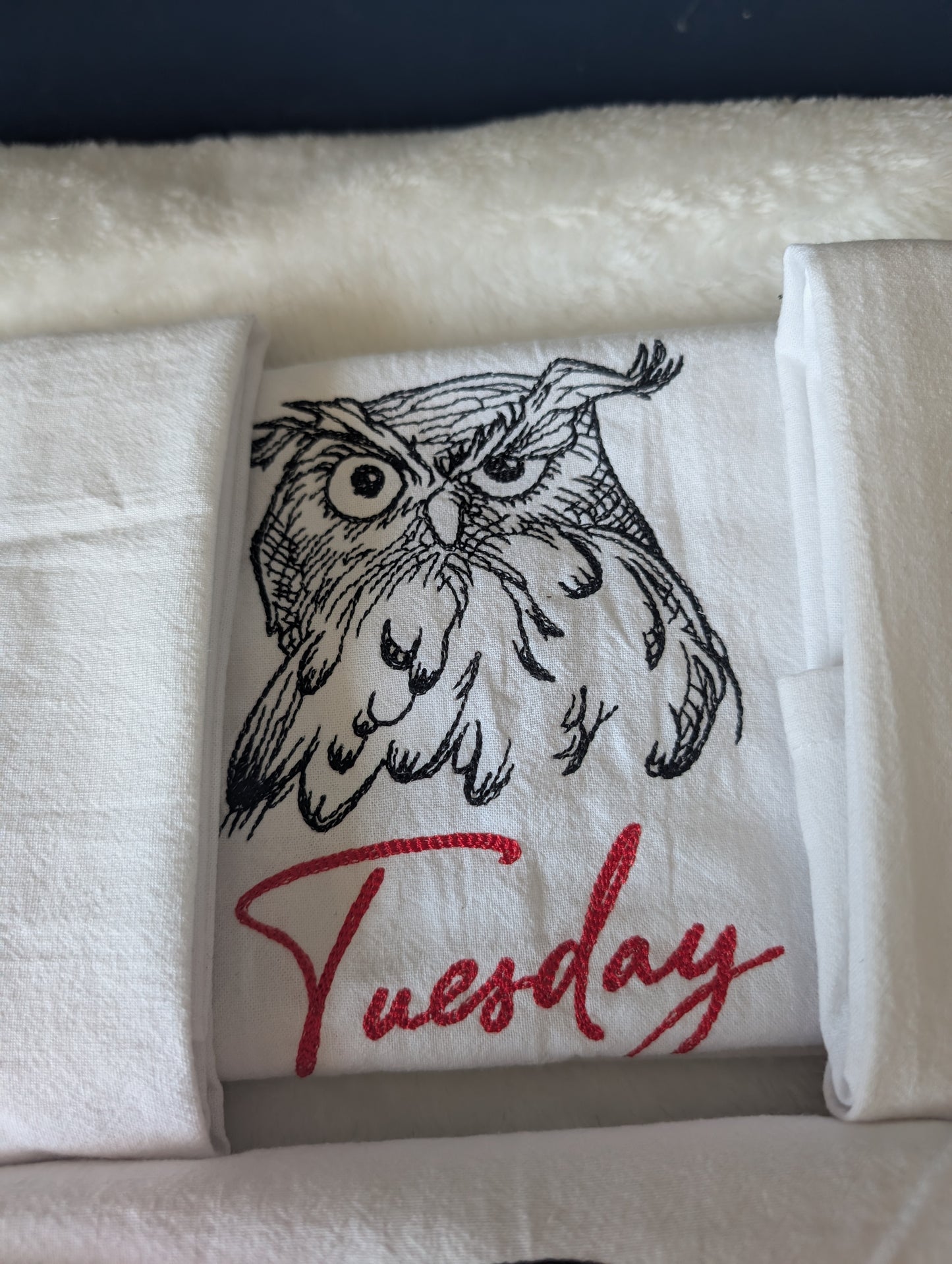 Cute Owl Days of the Week Tea Towel set of 7
