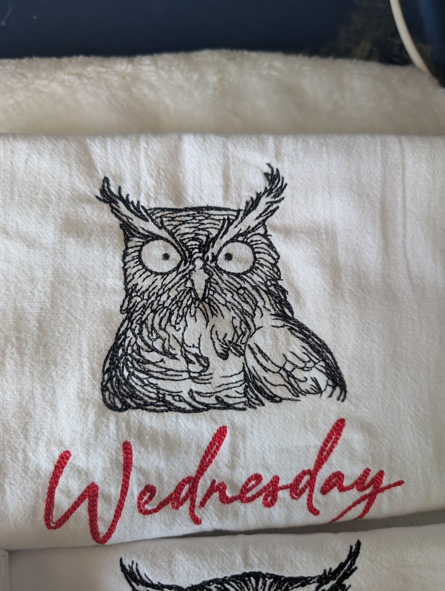 Cute Owl Days of the Week Tea Towel set of 7