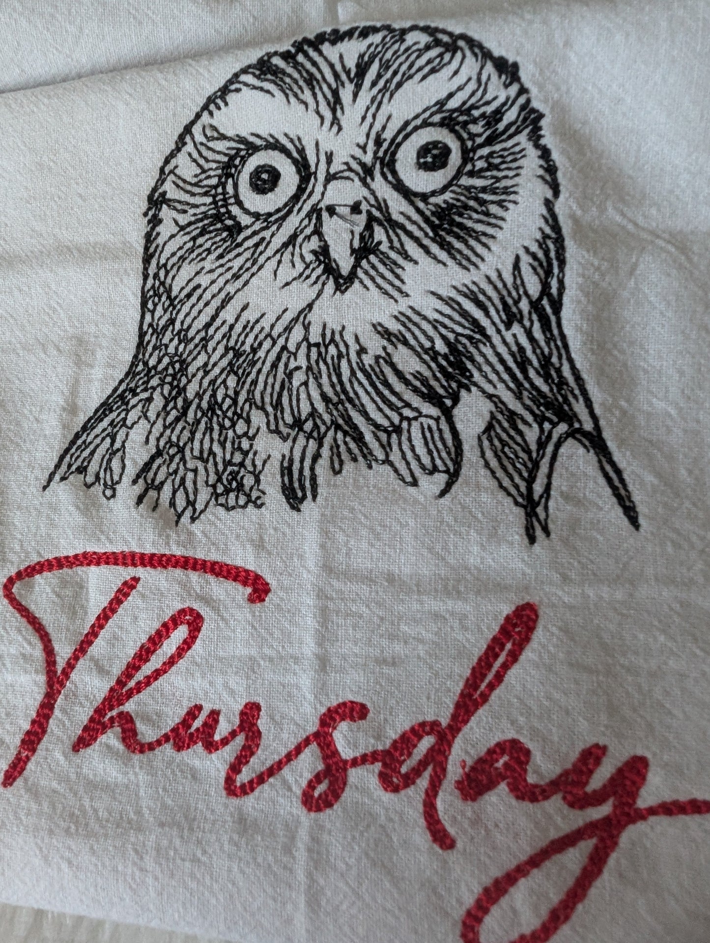 Cute Owl Days of the Week Tea Towel set of 7